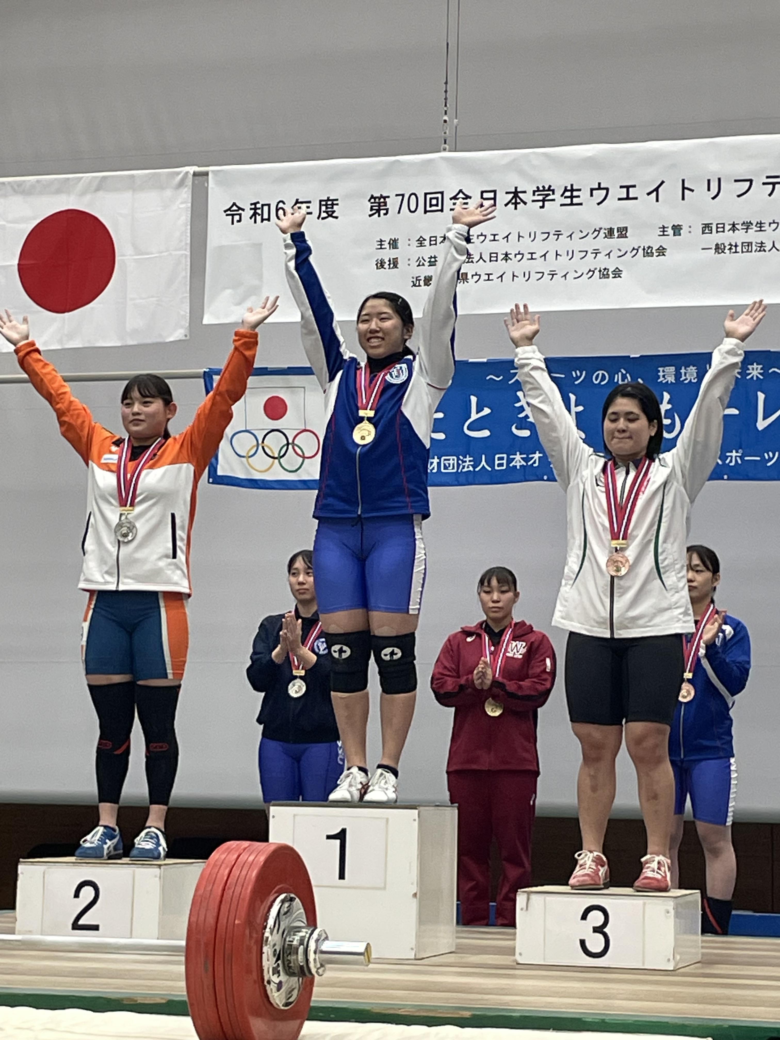 ウエイトリフティング全日本学生個人選手権で仲宗根 夢来選手